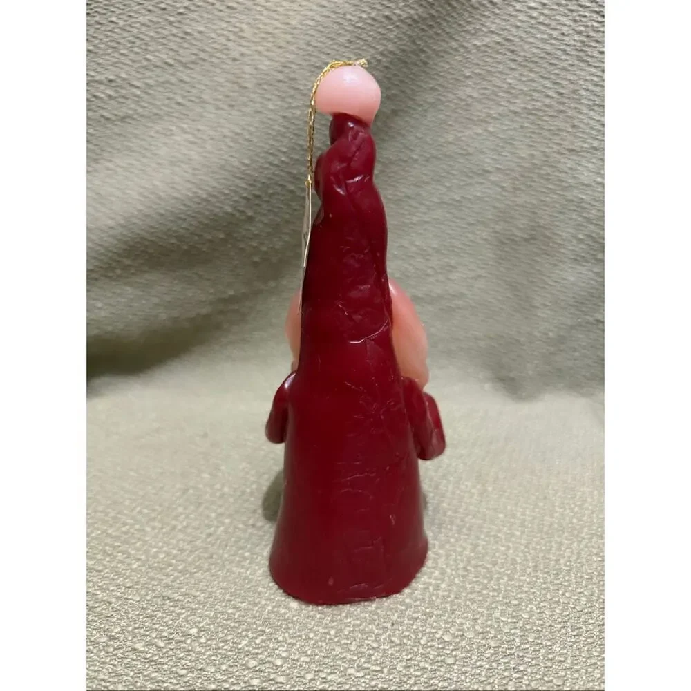 Vintage Northern Lights Candle Santa Gnome Holding Glitter Green Present Gift 7”